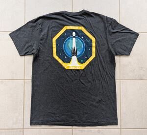 SpaceX Men's Large Iridium-8 Vandenberg Authentic SpaceX Short Sleeve Shirt Gray
